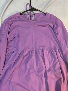 Women's Long Sleeve Peplum Tee - Lavender